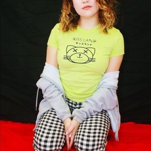 kiss land the weeknd/ green t shirt blouse